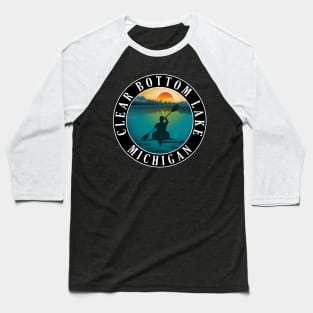 Clear Bottom Lake Kayaking Michigan Sunset Baseball T-Shirt